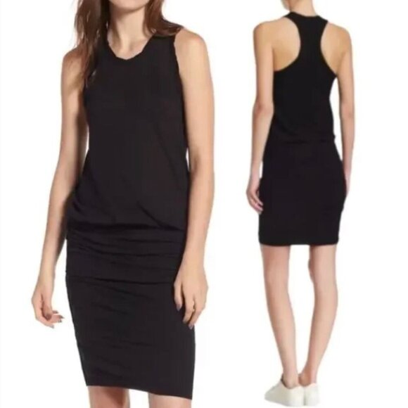 Standard James Perse Racerback Blouson Dress Black Sleeveless Size 3 Large NWT - Picture 1 of 12